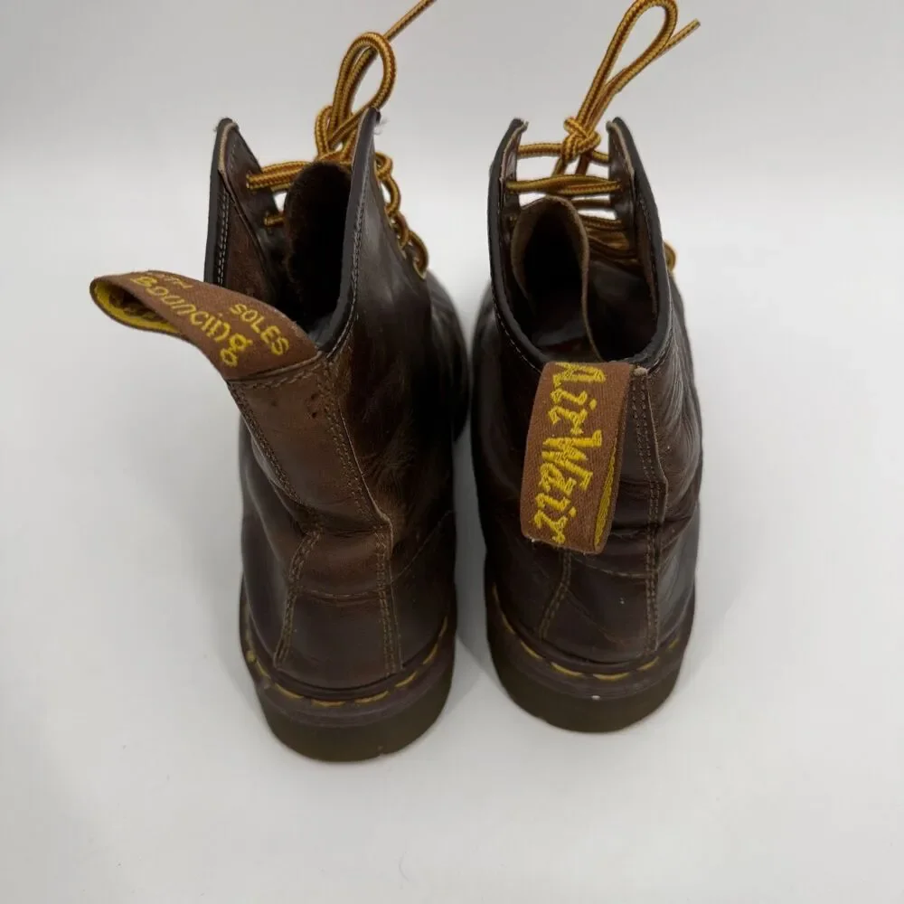 Dr. Martens 1460 Crazy Horse Brown Boots Made in England Vintage Mid Size 10.5?